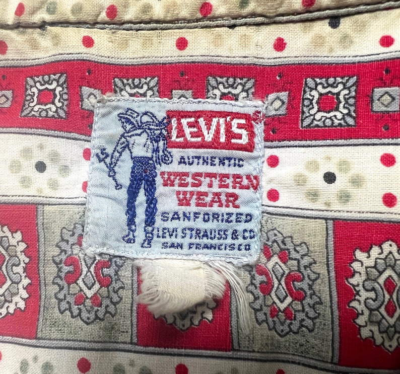 Vintage 1950s/1960s LEVI'S SADDLEMAN Sanforized Western Shirt size M Cowboy Rockabilly Snap Authentic Western Wear image 5