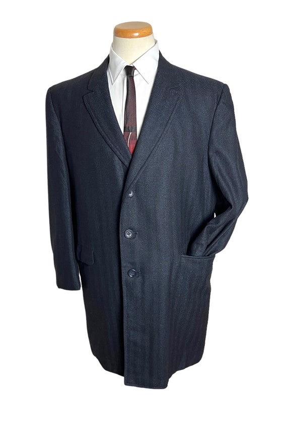 Vintage 1960s Wool HERRINGBONE TWEED Overcoat ~ si