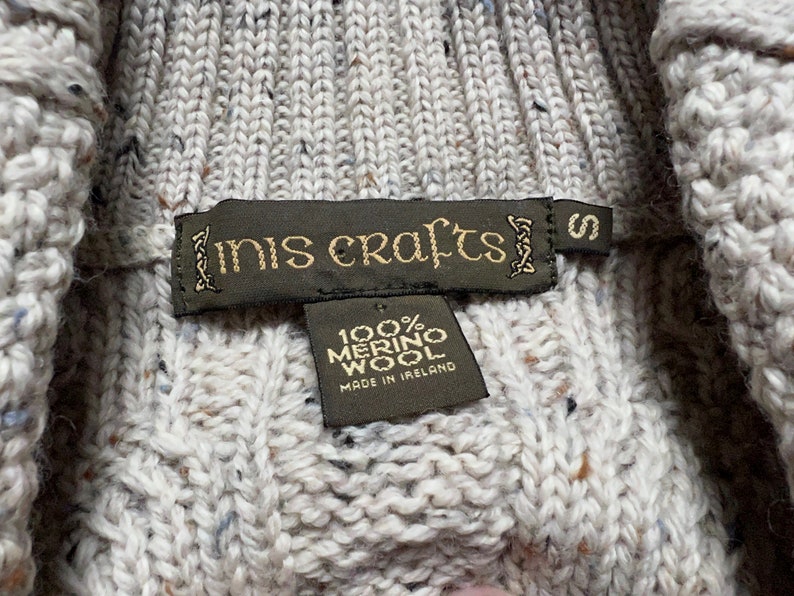 Vintage INIS CRAFTS Cable Knit Wool Shawl Collar Sweater S - Etsy