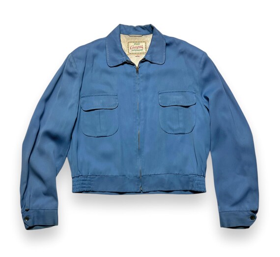 ジャケット・アウター 50s rayon gabardine jackt 1950s SIR JAC RAYON GABARDINE ROCKABILLY ZIP UP JACKET