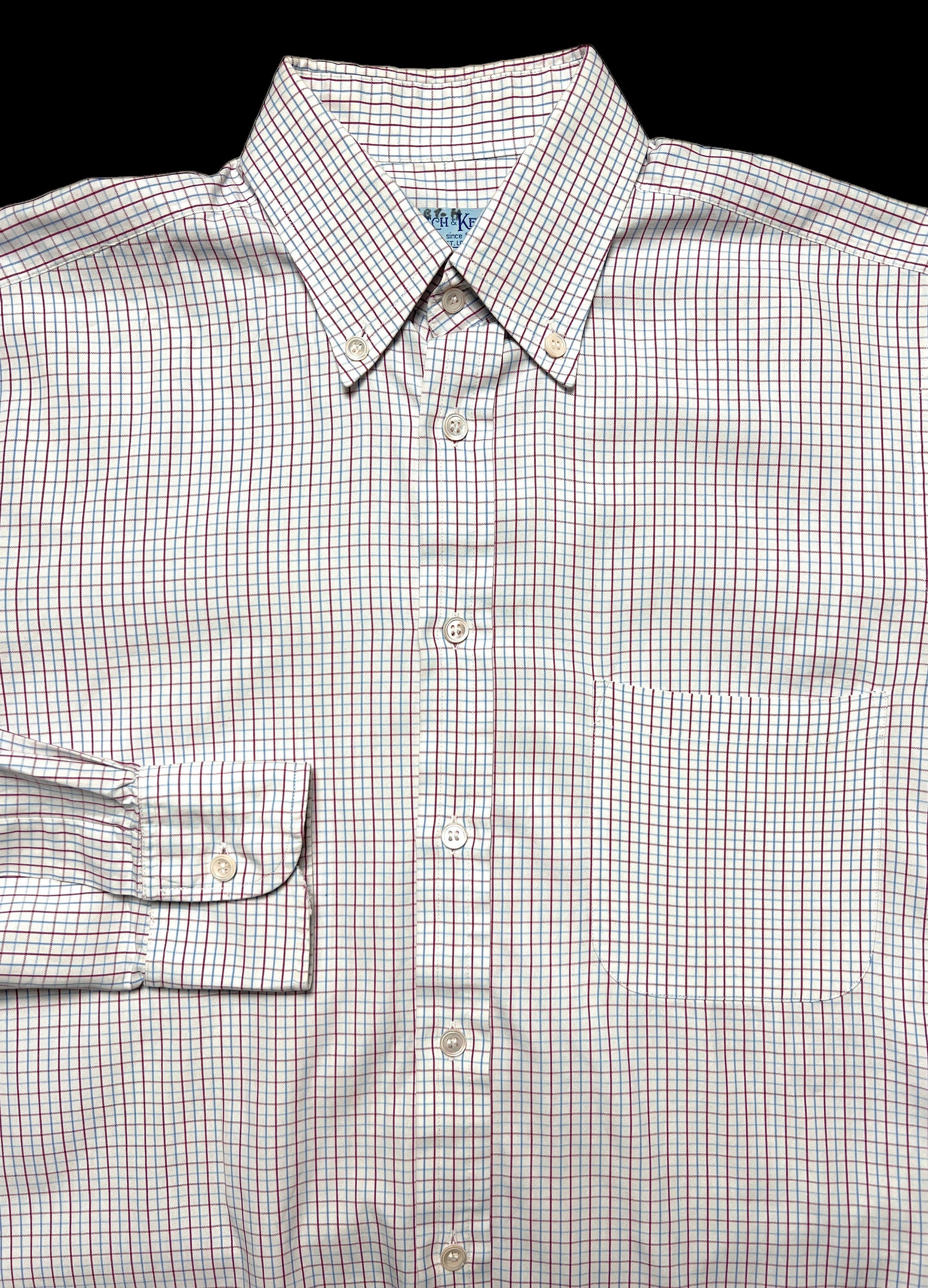トップス w double broadcloth trad check shirt ovy 420023-2602 OSTrachten Checkered Men Shirt with Edelweiss