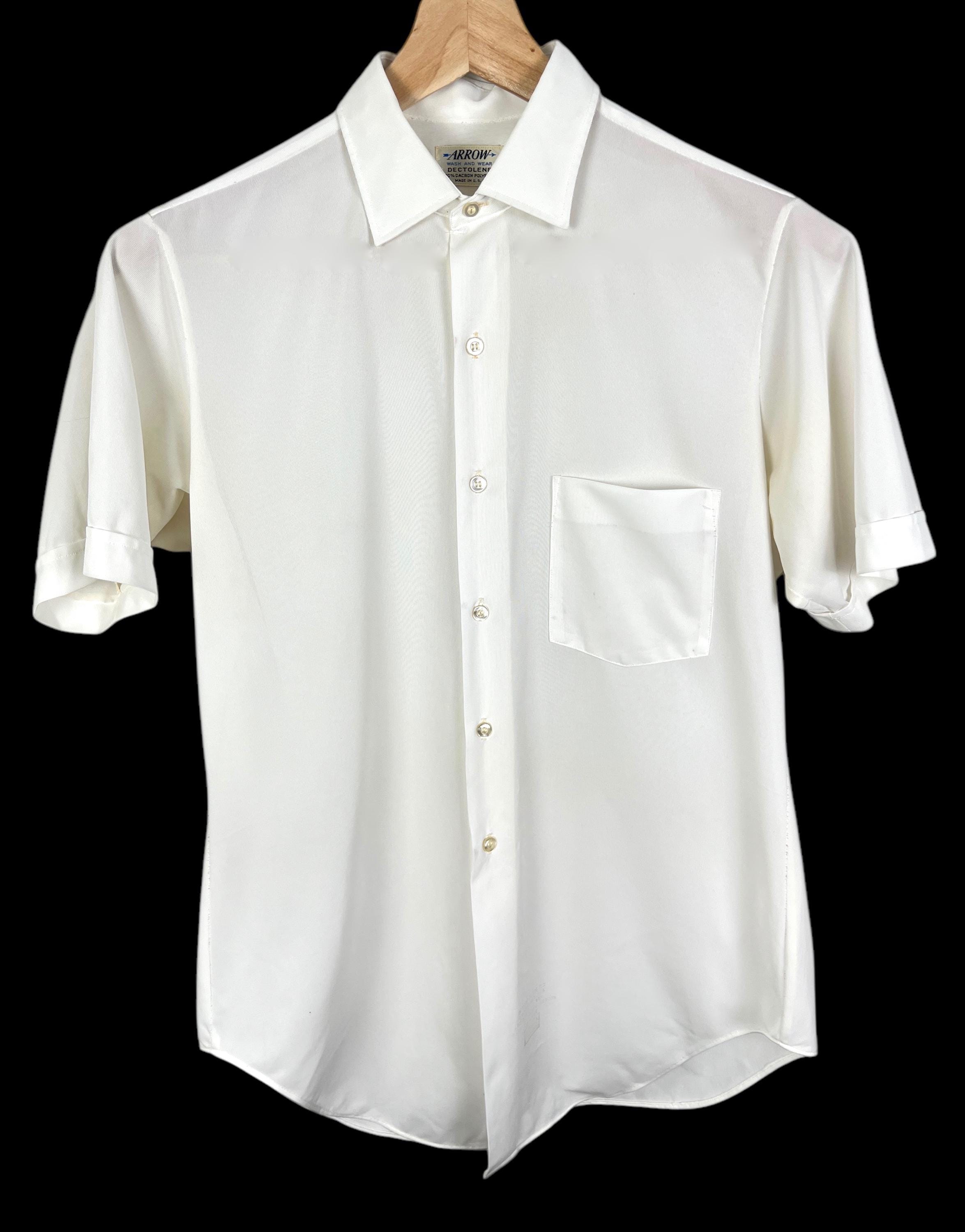 arrow short sleeve white dress shirt Arrow 17 1/2 Mens Short Sleeve Dress Shirt White New