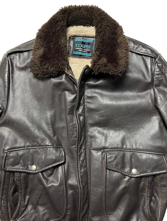 Vintage USA Made COOPER Leather Flight Jacket ~ s… - image 2