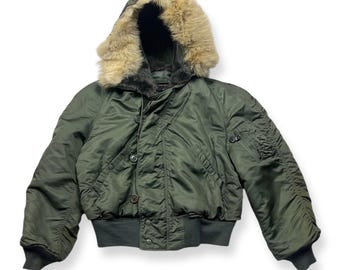 Vintage N-2B Flight Jacket: Men's Army Bomber Parka, Attached Hood