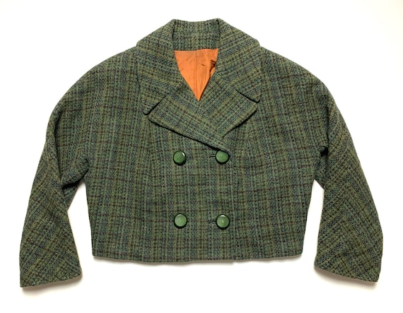 Vintage 1950s Women's Cropped Double-Breasted Wool