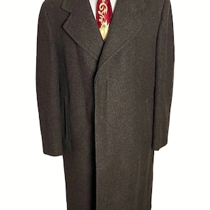 Vintage 1940s Wool TWEED Overcoat size 40 R Trench Coat image 5