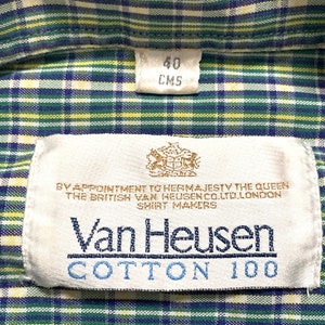 Vintage Made in England VAN HEUSEN Oxford Cloth Button-Down Shirt size M Broadcloth Plaid image 4