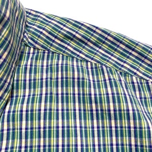 Vintage Made in England VAN HEUSEN Oxford Cloth Button-Down Shirt size M Broadcloth Plaid image 3