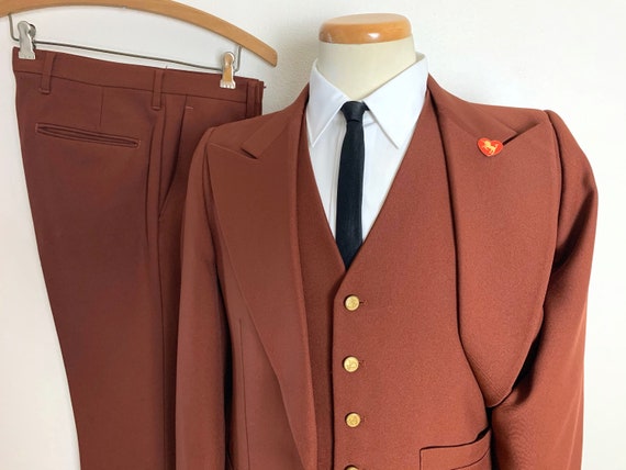 Vintage 1970s JC PENNEY 3pc Suit ~ 38 R ~ Vest / W