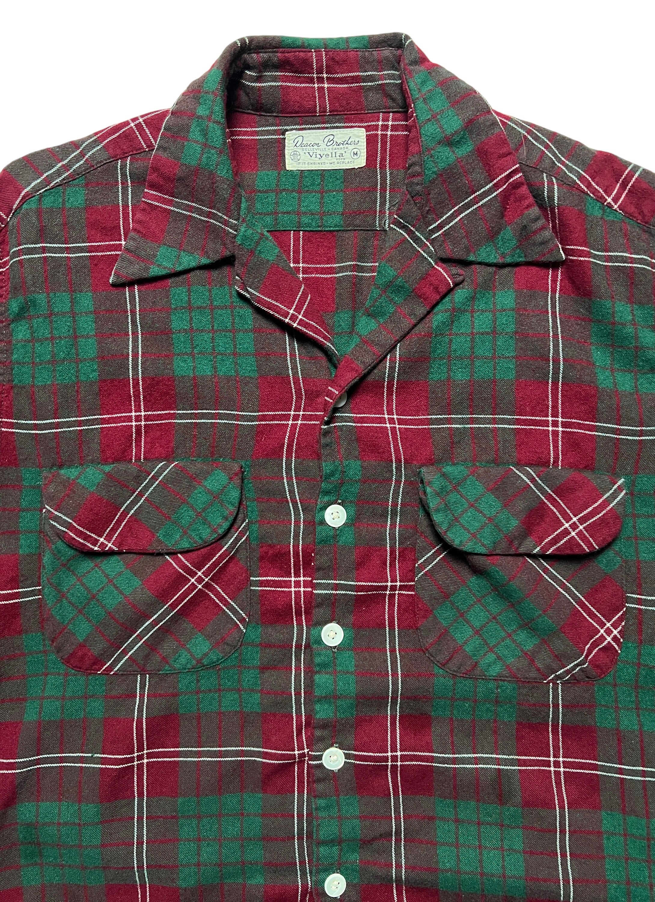 Vintage 1950s VIYELLA Flannel Sport Shirt M Plaid Flap