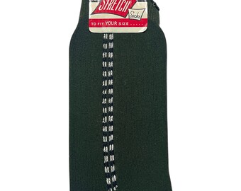 Neu w/ Tags ~ Vintage 1940er/1950er Jahre Stretch Nylon Socken ~ Größe 39 - 38 ~ Grün / Bestickt ~ Kleid ~ Deadstock ~ Deadstock