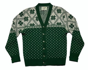 Vintage 1940s/1950s GLENGARRY SPORTSWEAR Wool Cardigan ~ Fair Isle Sweater ~ Novelty