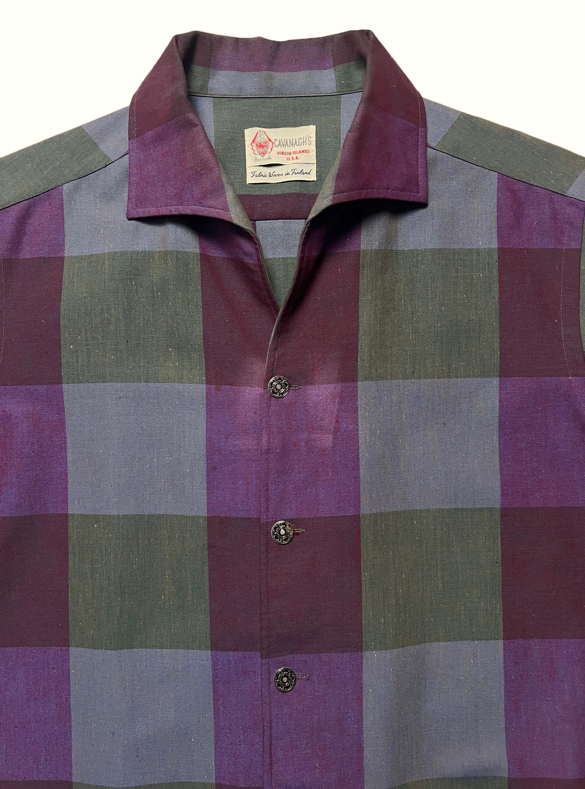 Vintage 1950s CAVANAGH'S Plaid Sport Shirt ~ M ~ Atomic Era