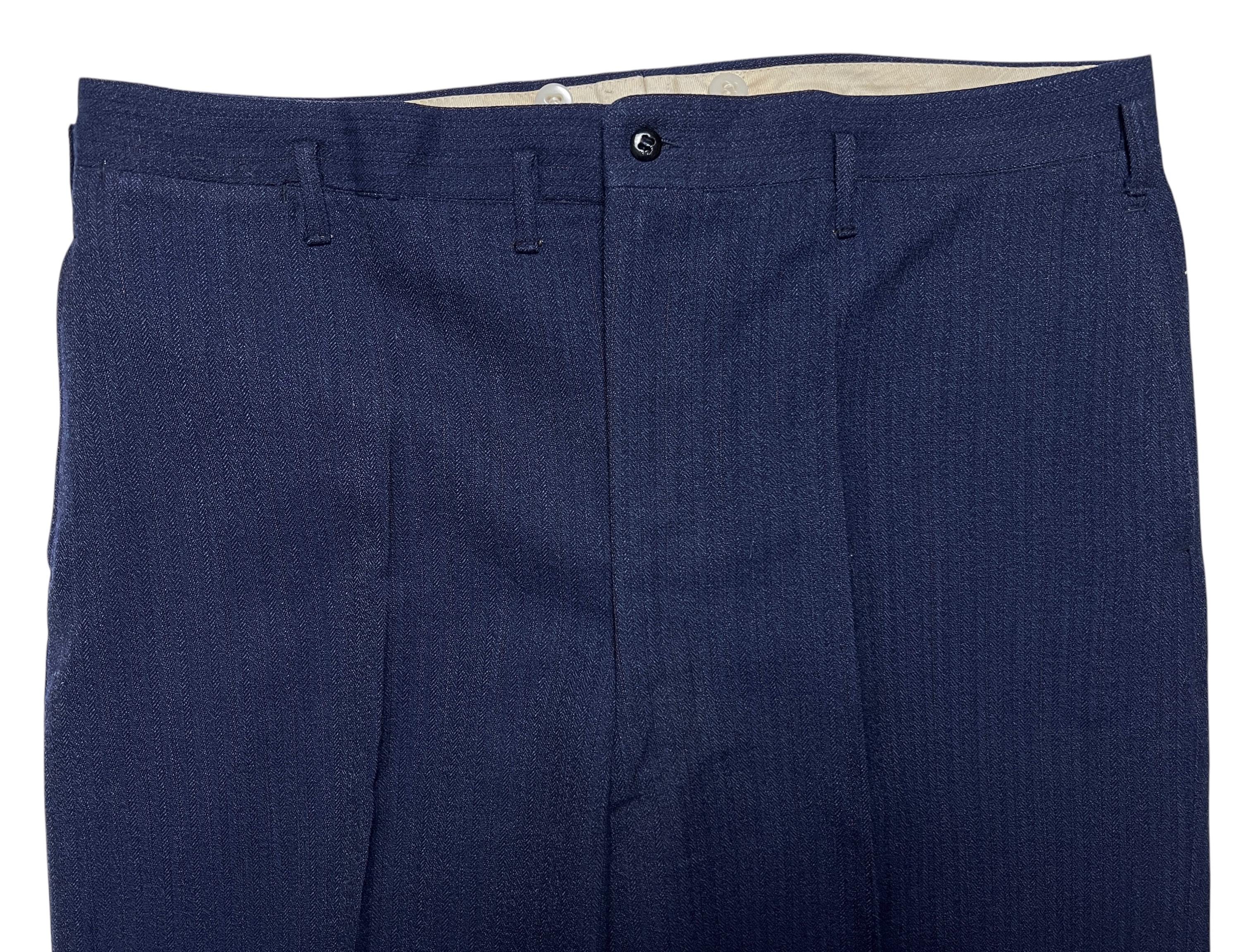 Vintage 1940s Wool Drop Loop Pants ~ 36 Waist ~ Talon Zipper