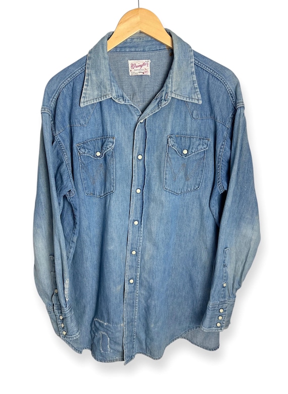 Vintage 1920s/1930s HONESDALE Wool Flannel Work Shirt ~ L to