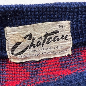 Vintage 1950s CHATEAU Wool Pullover Ski Sweater size M Skiing Letterman/ Varsity Boatneck image 4
