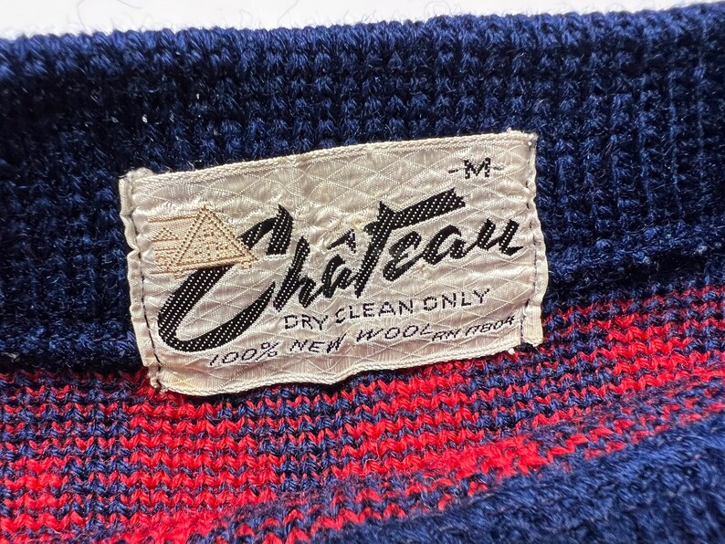 Vintage 1950s CHATEAU Wool Pullover Ski Sweater size M Skiing Letterman/ Varsity Boatneck image 4