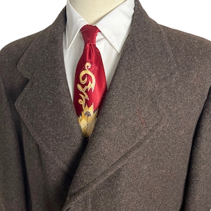 Vintage 1940s Wool TWEED Overcoat size 40 R Trench Coat image 2