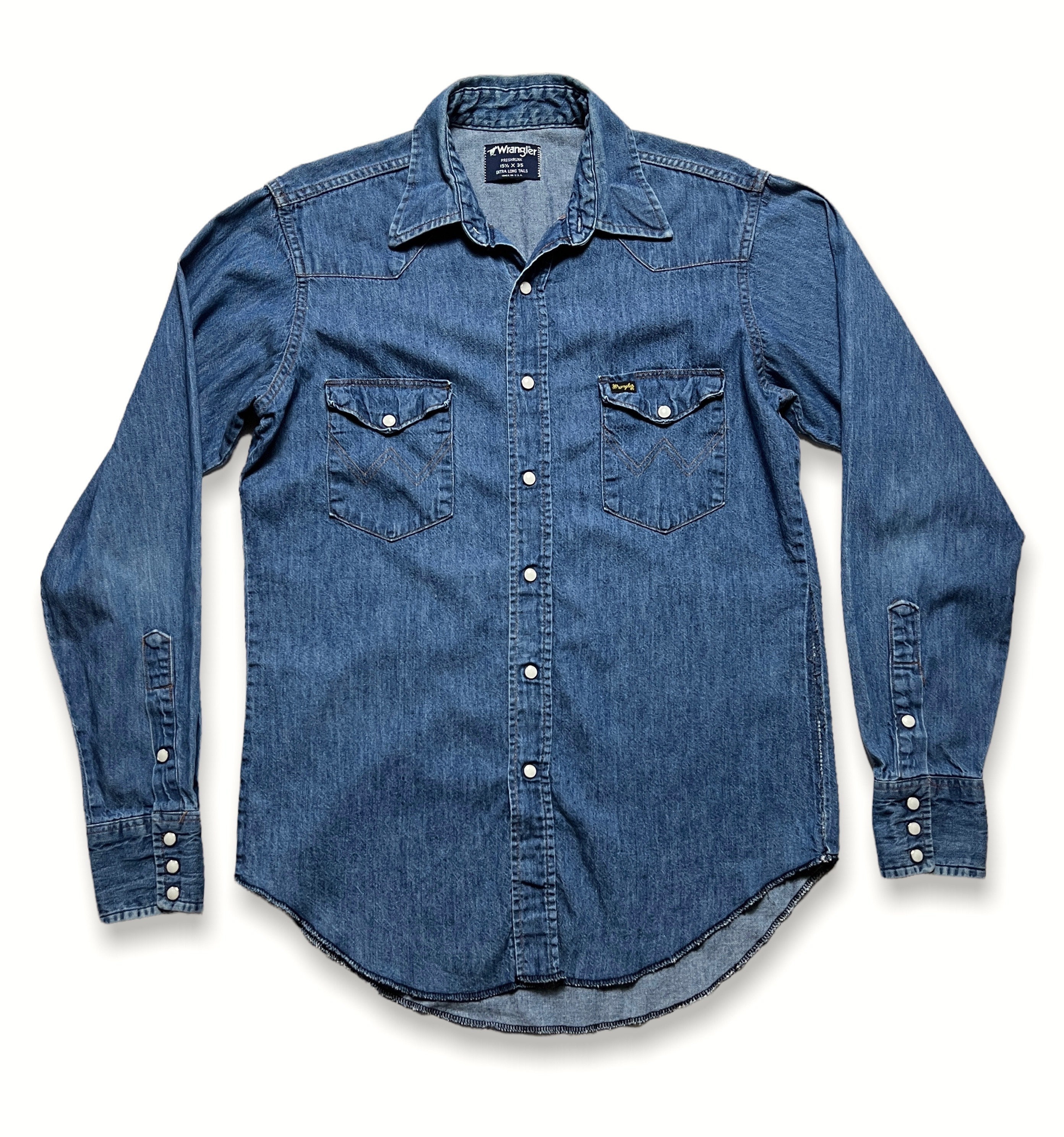 トップス Wrangler 27MW 80s Made in USA Vintage 1970s/1980s WRANGLER Denim Western Shirt ~ M ~ 27MW ~ Made