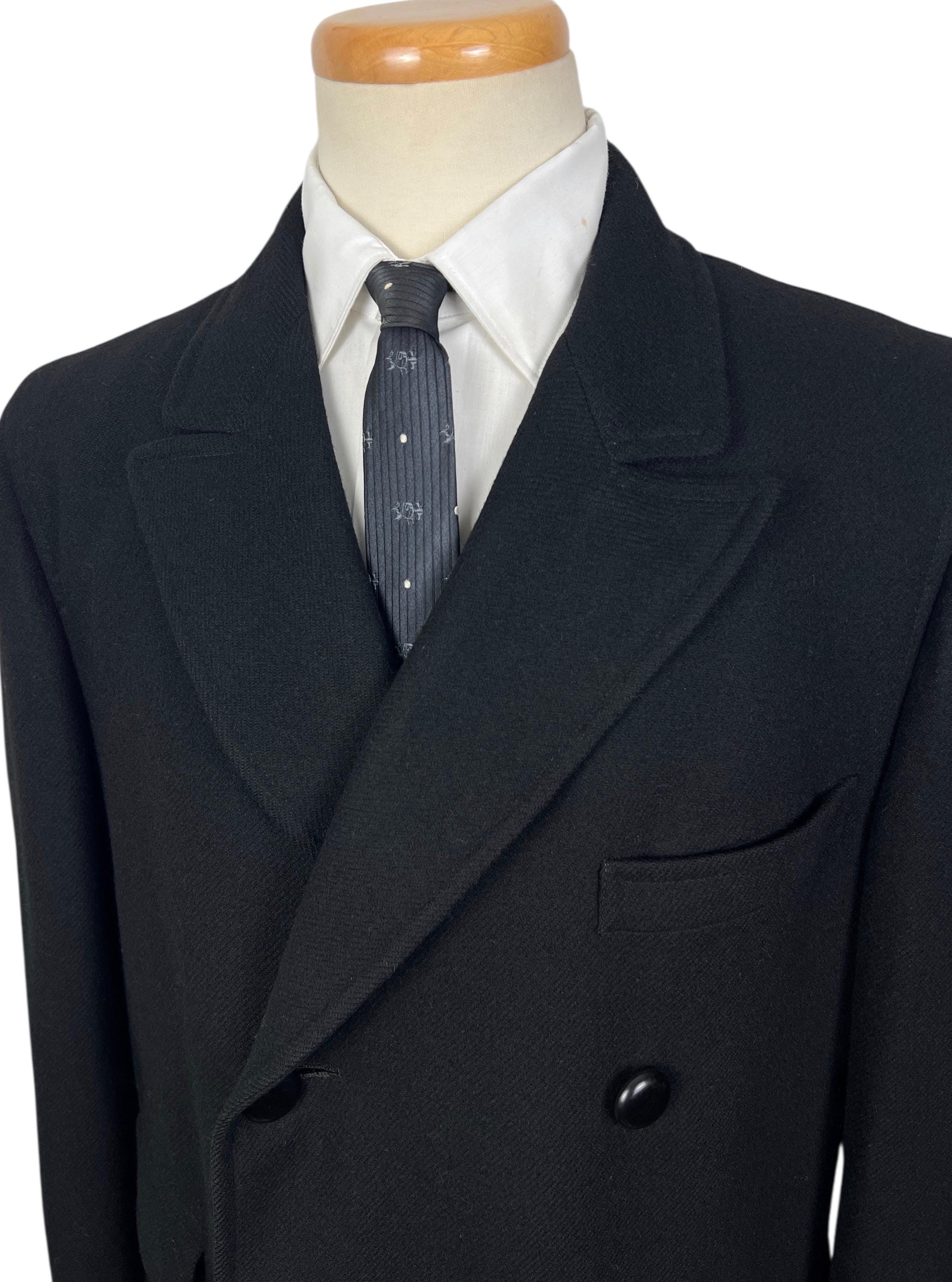 チェスターコート 1950~1960s DOUBLE BREASTED WOOL COAT Vintage 1950s/1960s Double-breasted Wool Overcoat ~ 40 R ~ Peaked