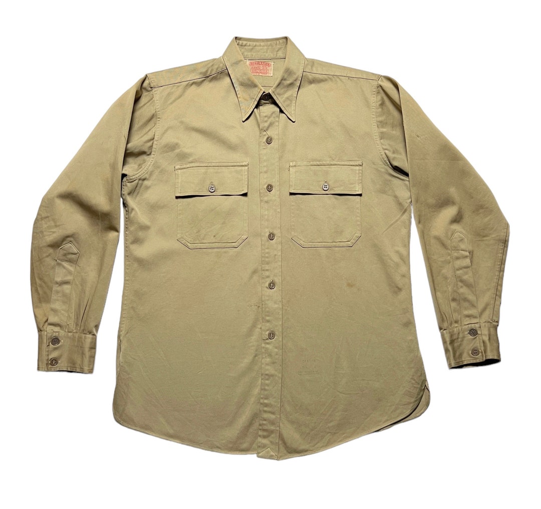 Vintage 1940s Yale Regulation Military SANFORIZED Cotton Twill