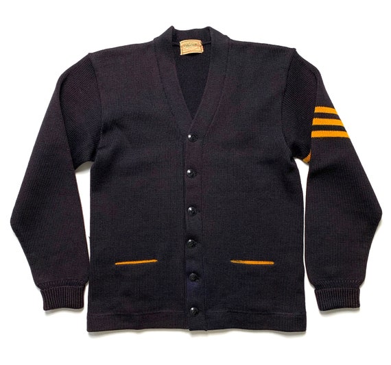 Vintage 1950s DEHEN 100% Wool Knit Varsity Sweater