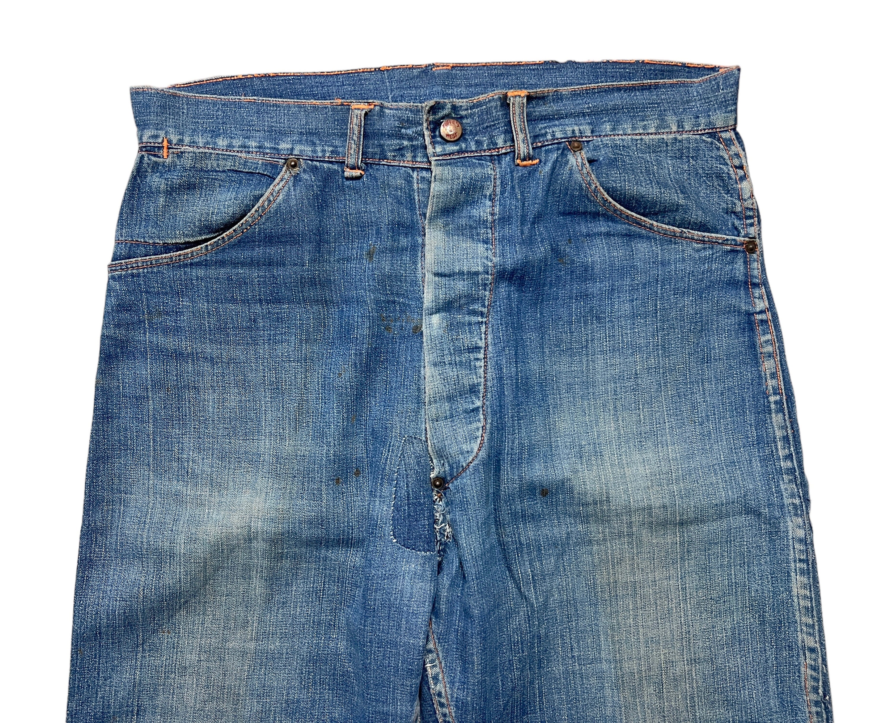 Vintage 1940s TUFFIES Out of the West Jeans ~ 32.5 X 34 ~ Patched 