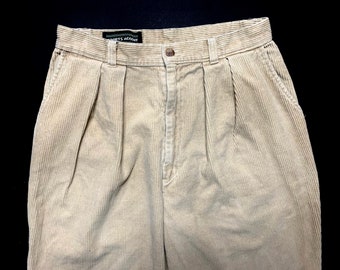 Vintage 1980s Women's High Waist Corduroy Trousers ~ 27 Waist / size 5 ~ Cords / Pants / Slacks ~ Tapered / Mom Jeans