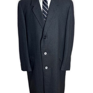 Vintage 1950s KUPPENHEIMER Wool Tweed Overcoat size 46 Long / Extra Large Trench Coat Herringbone Union Made image 4
