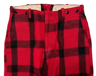 Vintage 1950s Heavy Wool Hunting Trousers ~ 34 Waist ~ Pants ~ Work Wear ~ 50s ~ Buffalo Plaid