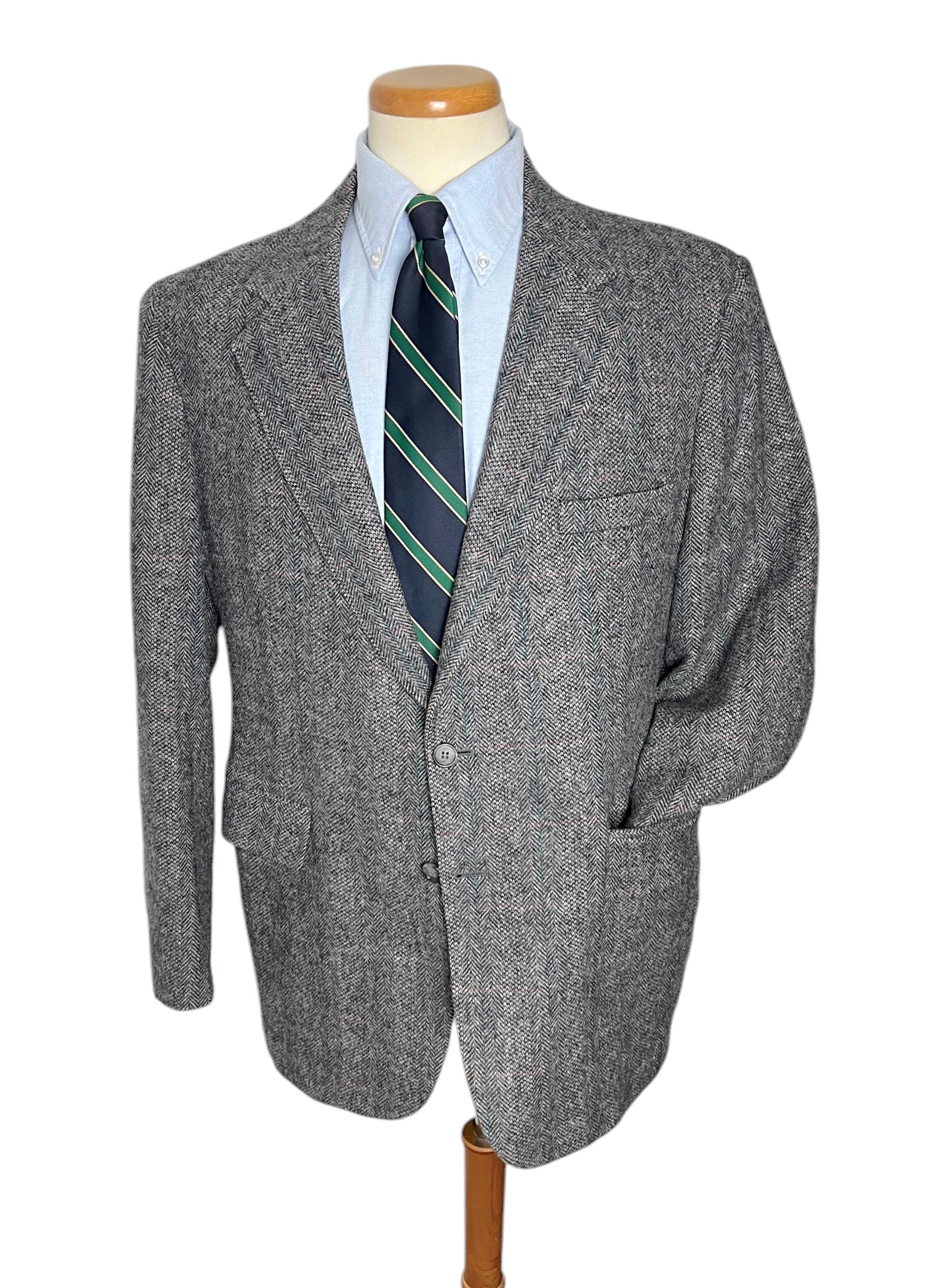 Vintage HERRINGBONE TWEED 100% Wool Blazer ~ 44 Regular ~ Jacket