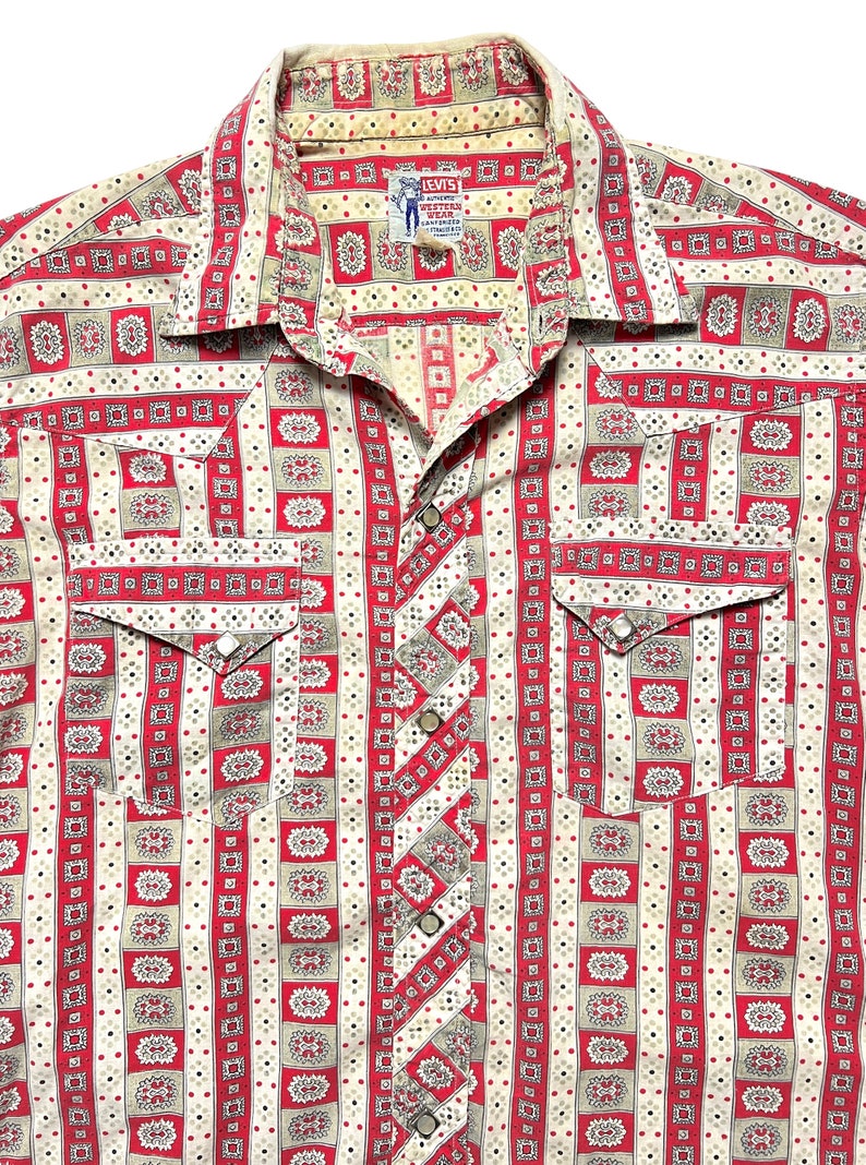 Vintage 1950s/1960s LEVI'S SADDLEMAN Sanforized Western Shirt size M Cowboy Rockabilly Snap Authentic Western Wear image 2