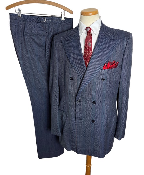 Vintage 1960s/1970s Double-Breasted Wool 2pc Suit… - image 1