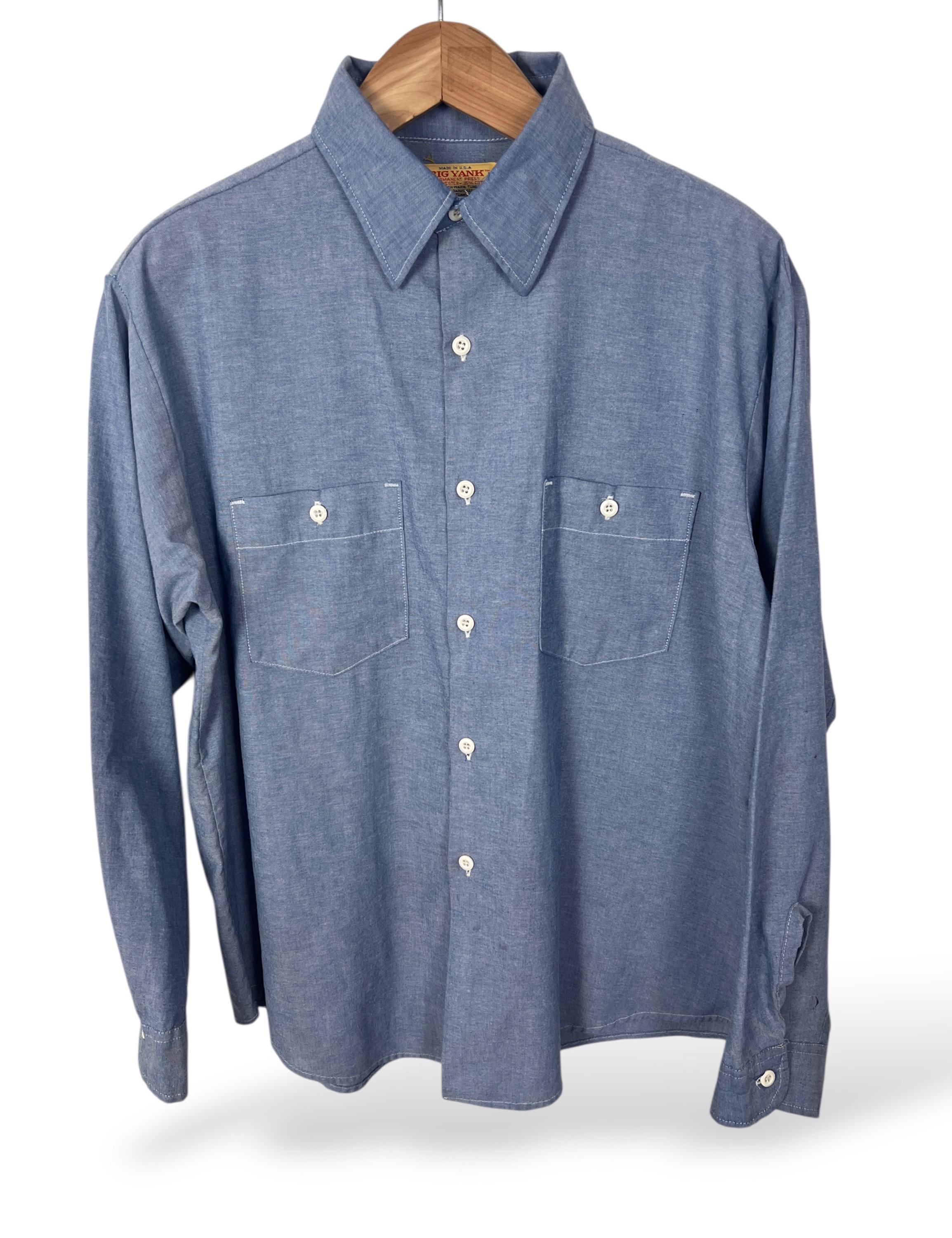 トップス 70s BIG YANK CHAMBRAY SHIRT (made inUSA) Vintage Big Yank Chambray Work Shirt ~ XL ~ Work Wear ~ Made in