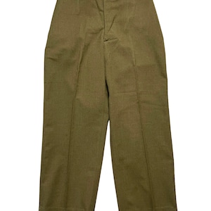 Vintage WWII US Army OD Wool Field Trousers / Pants measure 31.5 Waist Button-Fly Military Uniform 1940s / 40s 31 32 Waist image 2