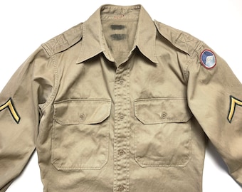 【日本入手困難】MILITARY SHIRT IN COTTON WOOL TWILL シャツ Vintage 1950s US ARMY Cotton Twill Field Shirt ~ Size XS