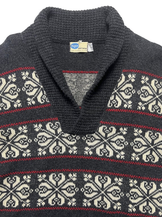 Vintage 1950s/1960s PILGRIM Shawl Collar Sweater ~ M ~ Knit 
