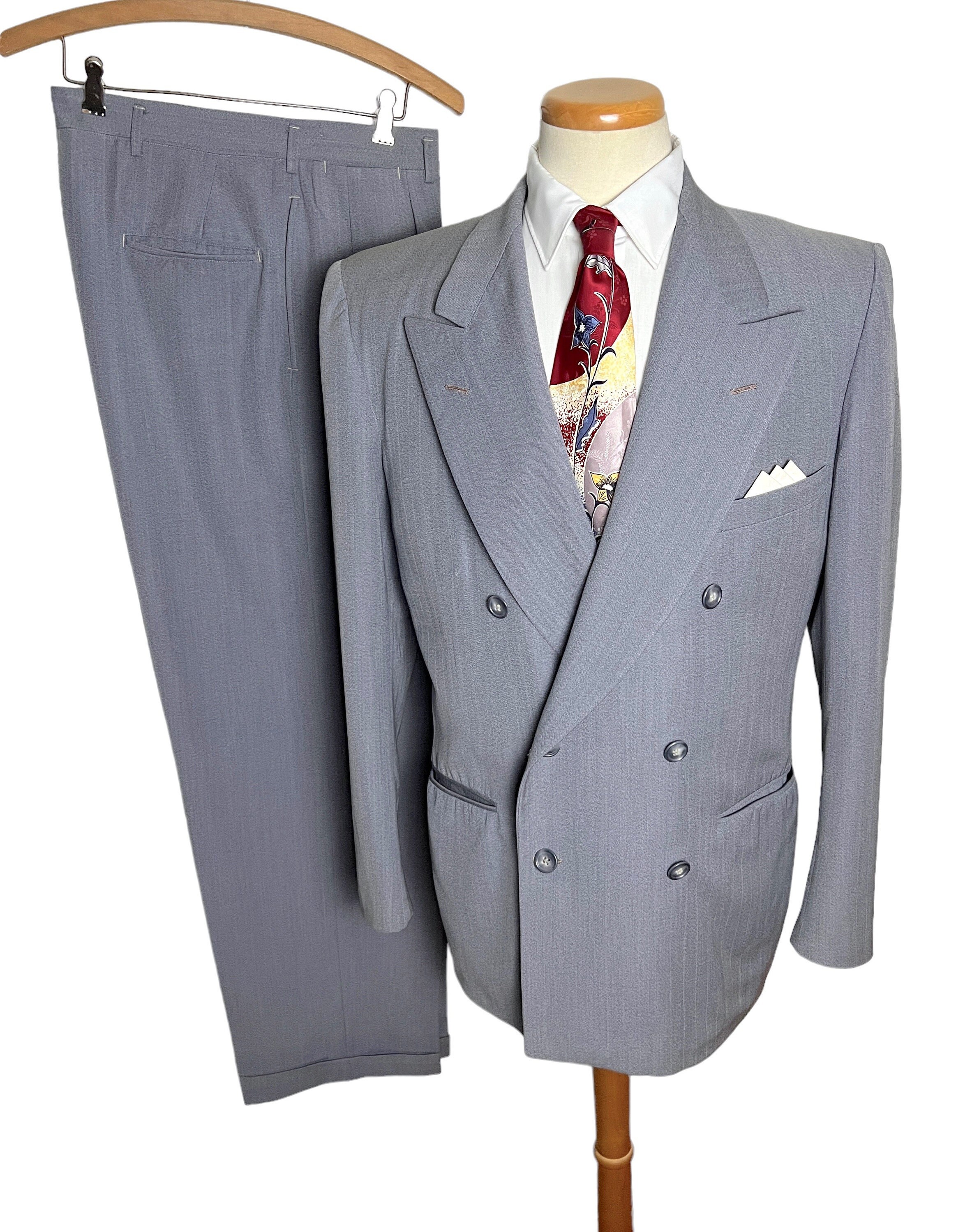 Vintage 1940s/1950s Double-breasted Wool GABARDINE 2pc Suit - Etsy