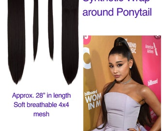 Extensiones de cola de caballo, cola de caballo envolvente, pieza de cabello extra larga (28”) con clip
