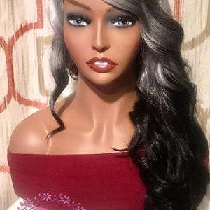 Gray Ombre Body Wave Wig: High Heat Resistant Synthetic Fiber, Cosplay Wig
