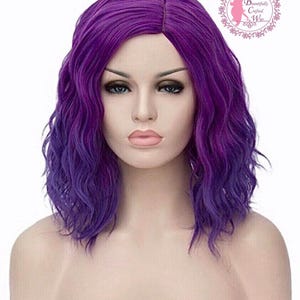 Purple Bob Wig perfect for Costume and Halloween Parties, Purple Wavy Synthetic Wig, Purple Synthetic Wig, Purple Cosplay Wig