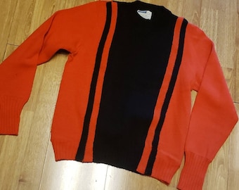 Suéter de animadora vintage naranja y negro tamaño mediano