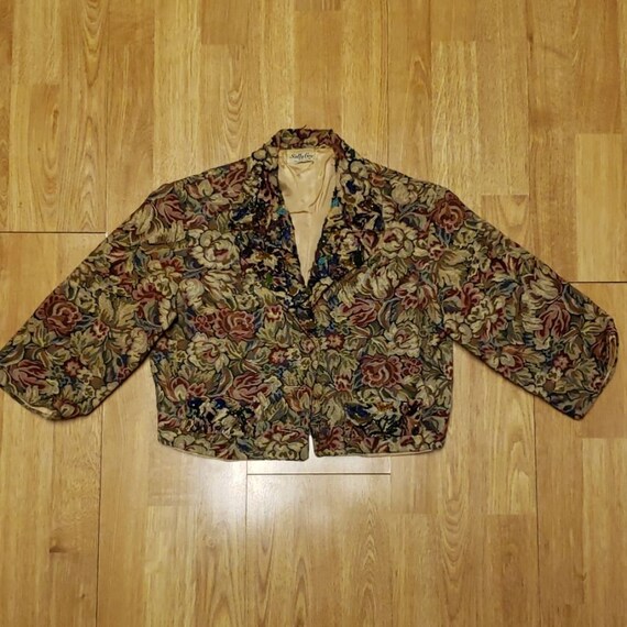 Vintage tapestry beaded cropped jacket