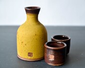 2 left_Sake Set_1 bottle and 2 cups Desert glaze