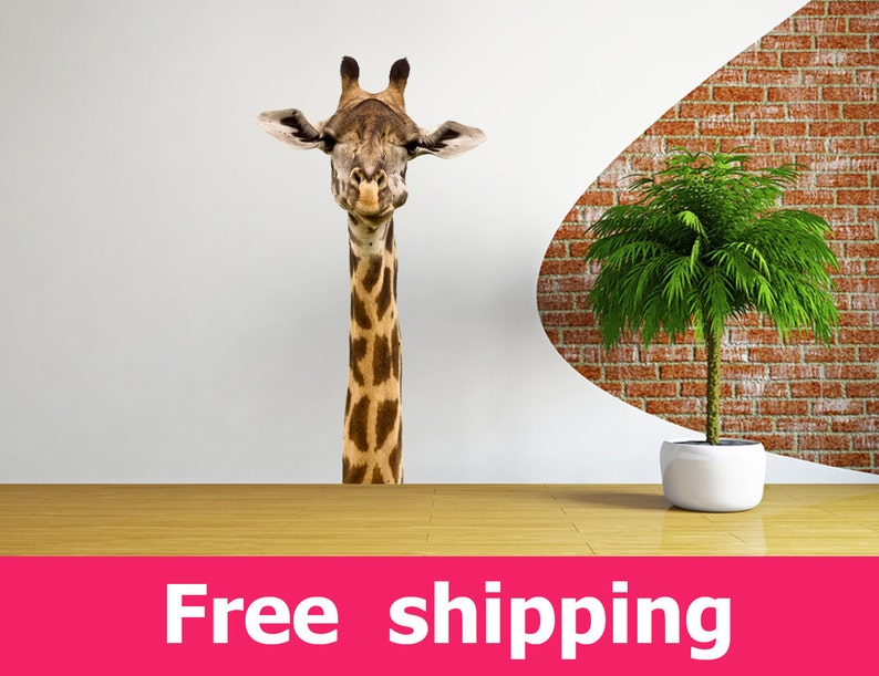 Giraffe Wall Sticker Nursery Decor, Wildlife Giraffe Wall Decal
