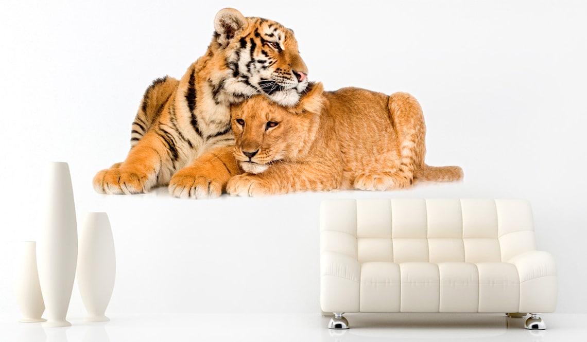 Tiger Cub Wall Decal Nursery Decor, Lion Cub Wall Sticker Removable