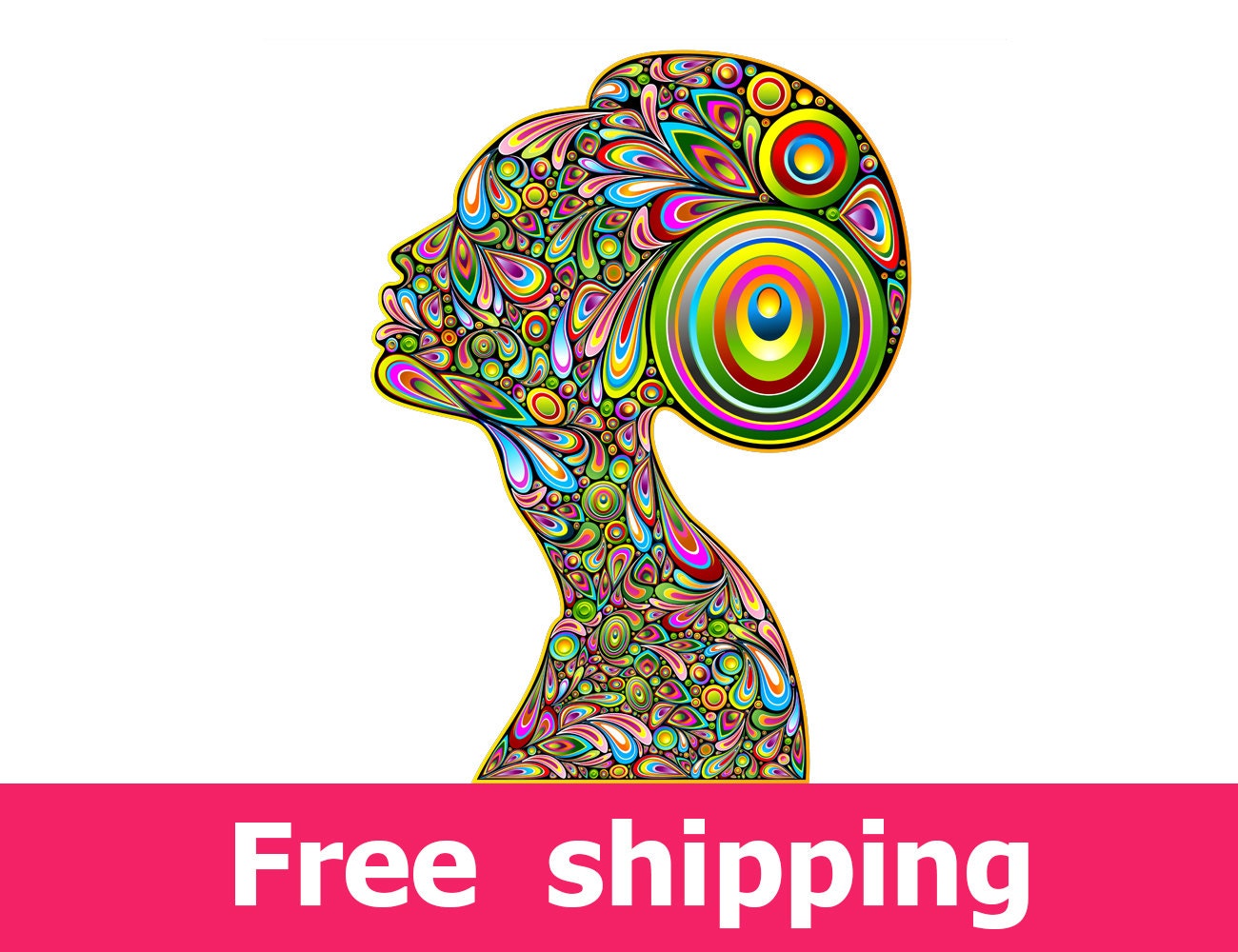 Abstract Woman Wall Sticker, Colorful Female Wall Decal Decor, Girl ...