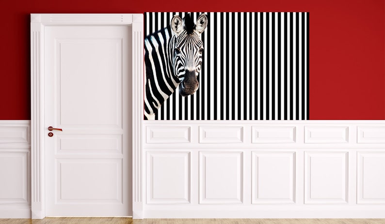 Zebra wall sticker room decor, zebra wall decal removable vinyl animal zebra room design. zebra print stripe mural zebras wall art img060 image 5