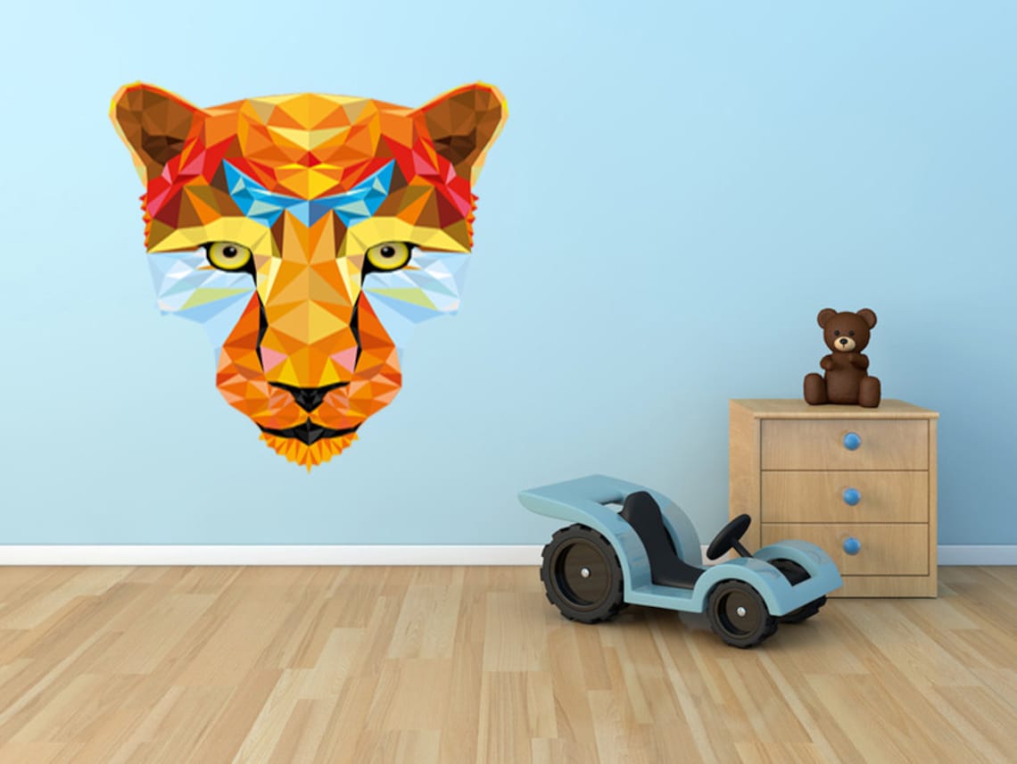 Geometric Wall Decal Leopard Geometric Decal Tiger Geometric Etsy