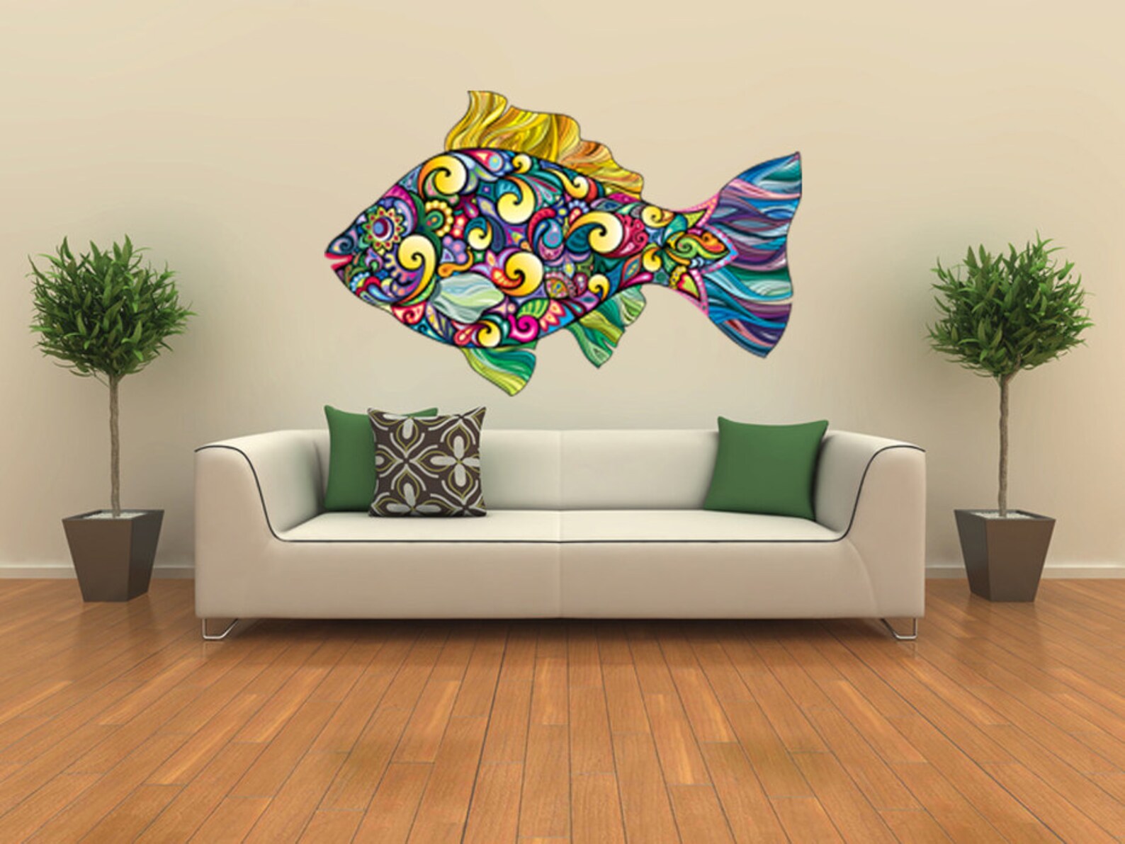 Abstract Fish Wall Decal, Colorful Fish Wall Sticker, Fish Decal Vinyl